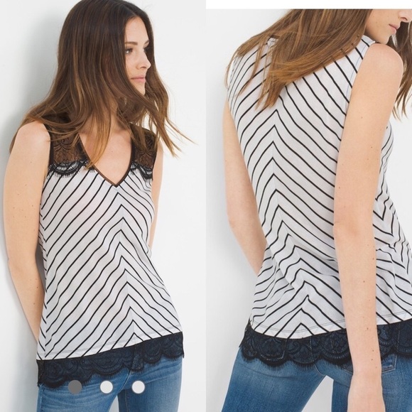 WHBM Lace-Trim Chevron Tank. D/A149/ - Picture 1 of 6